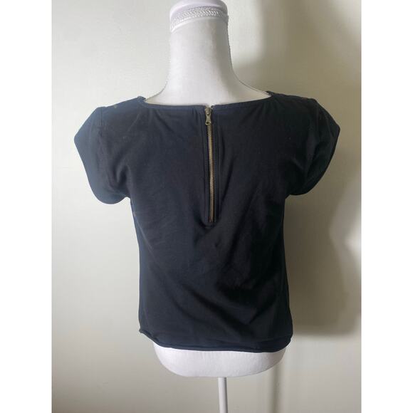 by Smith New York Navy Blue Cheetah Cap Sleeve Mixed Media Sz XS - Picture 4 of 5